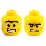 LEGO Head, Black Unibrow, Scar, Dirt