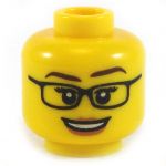 LEGO Head, Female with Glasses, Gray Eyebrows, Crow's Feet, Peach Lips [CLONE]