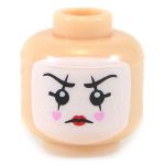 LEGO Head, Female, Light Flesh, White Face Paint with Red Lips