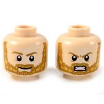 LEGO Head, Light Flesh, Light Brown Eyebrows and Beard, Frowning / Angry [CLONE]