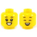 LEGO Head, Dark Orange Eyebrows, Lopsided Grin