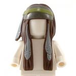 LEGO Hair, Long with Feathers and Light Bluish Gray / Olive Green Bandana