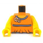 LEGO Torso, Female, Orange Halter Top with Flower Design, Open Back