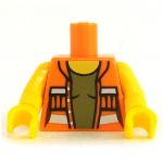 LEGO Torso, Female with Orange Vest, Olive Green Shirt