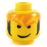 LEGO Head, Messy Orange Hair and Black Sideburns