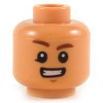 LEGO Head, Brown Eyebrows, Smile With Teeth