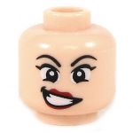 LEGO Head, Female, Rounded Eyebrows and Large Crooked Smile