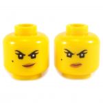 LEGO Head, Female, Pink Lips, Crooked Smile/Frown