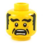 LEGO Head, Black Sideburns and Cheek Lines, Scared
