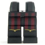 LEGO Legs, Black with Dark Red Vertical Stripes, Gold Highlights