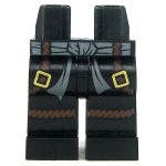 LEGO Legs, Black with Buckles and Rope Ties, Dark Gray Waist Tie