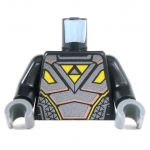 LEGO Torso, Black and Pearl Dark Gray Futuristic Armor with Yellow Triangles Design