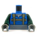 LEGO Torso, Torn Blue Shirt with Straps, Dark Green Arms