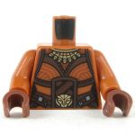 LEGO Torso, Female, Dark Orange with Brown Highlighting, Gold Necklace and Belt with Large Lion Head Buckle
