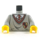 LEGO Torso, Gray Sweater with Coat of Arms, Necktie