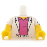 LEGO Torso, White Jacket with Rolled Up Sleeves Over Dark Pink Shirt