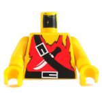 LEGO Torso, Torn Red Shirt with Black Sash, Knife