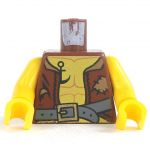 LEGO Torso, Bare Chest with Brown Tattered Vest, Anchor Tattoo, Belt