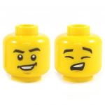 LEGO Head, Black Eyebrows, Crooked Smile / Singing