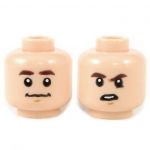 LEGO Head, Dark Brown Eyebrows, Smiling/Confused