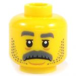 LEGO Head, Dark Bluish Gray Moustache and Stubble, Tired or Sad