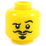 LEGO Head, Black Moustache and Goatee, Raised Eyebrow