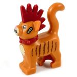 LEGO Cat, Standing, Dark Orange Fur with Stripes, Dark Red Mohawk