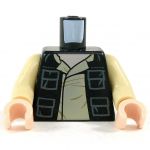LEGO Torso, Black Vest with Pockets, Tan Shirt