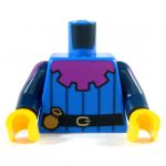 LEGO Torso, Blue with Stripes, Wide Notched Magenta Collar