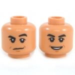 LEGO Head, Black Bushy Eyebrows, Brown Goatee, Cheek Lines, Dual Sided: Angry / Bared Teeth with Red Eyes [CLONE] [CLONE]