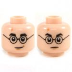 LEGO Head, Lightning Bolt Scar and Glasses, Dual Sided: Frown / Smile [CLONE]