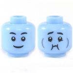 LEGO Head, Bright Light Blue, Smiling/Chewing