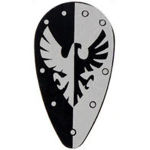 LEGO Shield, Ovoid with Eagle/Hawk, Black and Silver