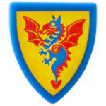 LEGO Shield, Triangular with Red and Blue Dragon on Gold Background