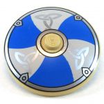 LEGO Shield, Round Convex, Blue and White with Knotwork Designs