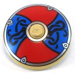 LEGO Shield, Round Convex, Red and Blue with Knotwork Design