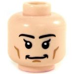 LEGO Head, Black Eyebrows, Angled Eyelashes, Cheek Lines, Smiling