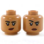 LEGO Head, Female, Medium Dark Flesh, Smiling / Raised Eyebrow