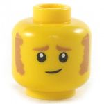 LEGO Head, Light Brown Eyebrows and Sideburns, Small Smile