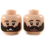 LEGO Head, Dark Brown Eyebrows and Beard with Curly Moustache, Smiling