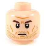 LEGO Head, Brown Eyebrows and Stubble, Cheek Lines, Frown