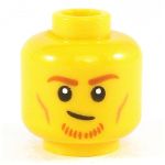LEGO Head, Dark Orange Eyebrows and Thin Goatee, Small Grin