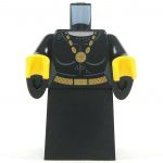 LEGO Black Dress with Gold Necklace and Belt, Flared Sleeves