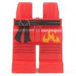 LEGO Legs, Red with Black Belt, Flames