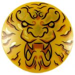 LEGO Shield, Round Convex, Gold Lion Design
