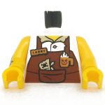 LEGO Torso, Reddish Brown Apron over White Shirt, Bare Arms