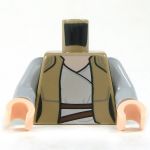 LEGO Torso, Female, Dark Tan Vest, Dark Bluish Gray Shirt