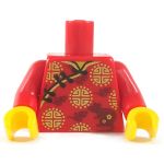 LEGO Torso, Red with Gold Asian Pattern, Mice/Rats