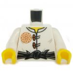 LEGO Torso, White Shirt with Frog Clasps, Flower Design, Flute