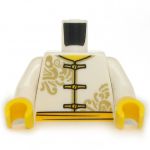 LEGO Torso, White with Gold Design, Frog Closures, White Arms